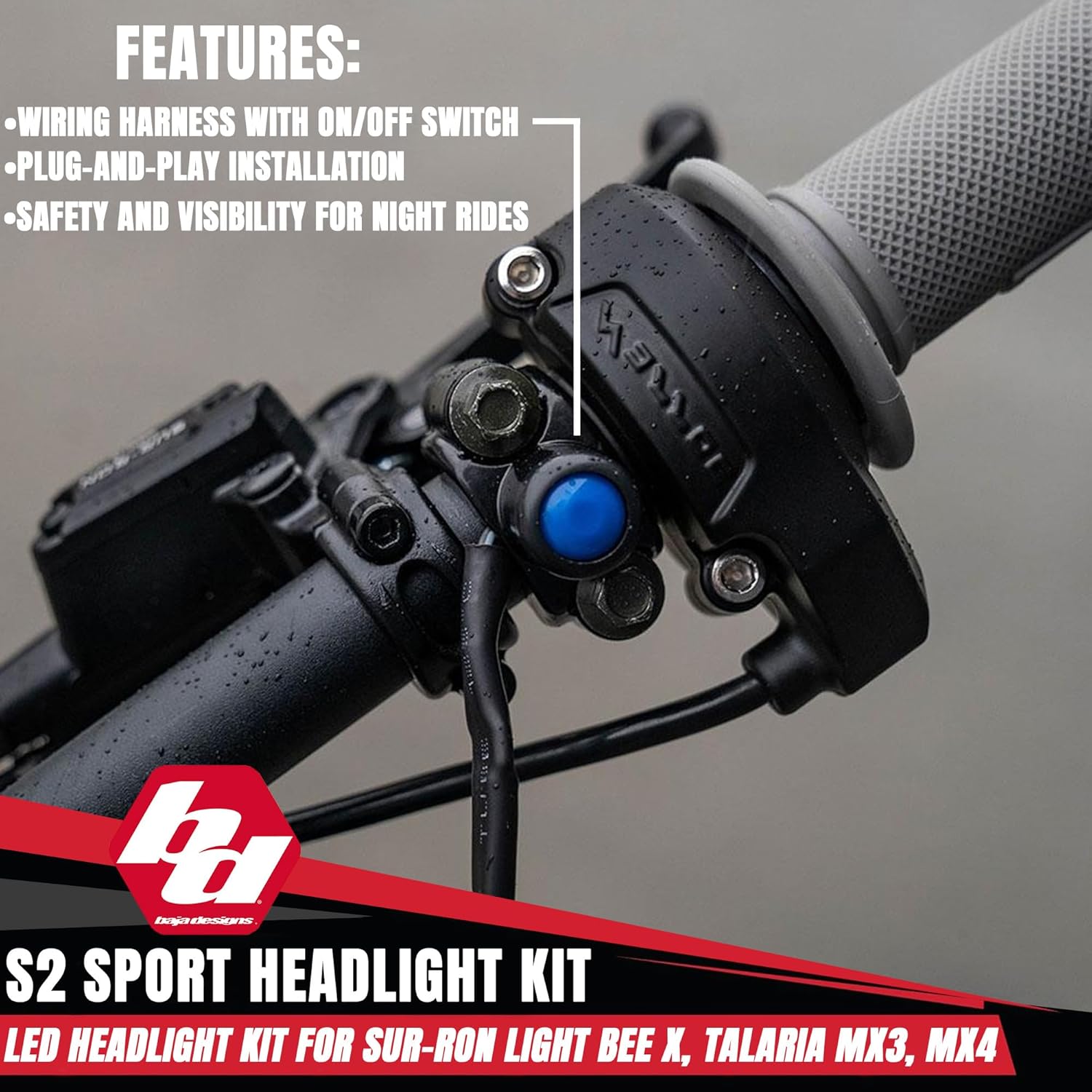 Baja Designs S2 Sport Headlight Kit for Sur-Ron Light Bee X and Talaria MX3/MX4 (Driving Combo; Clear)