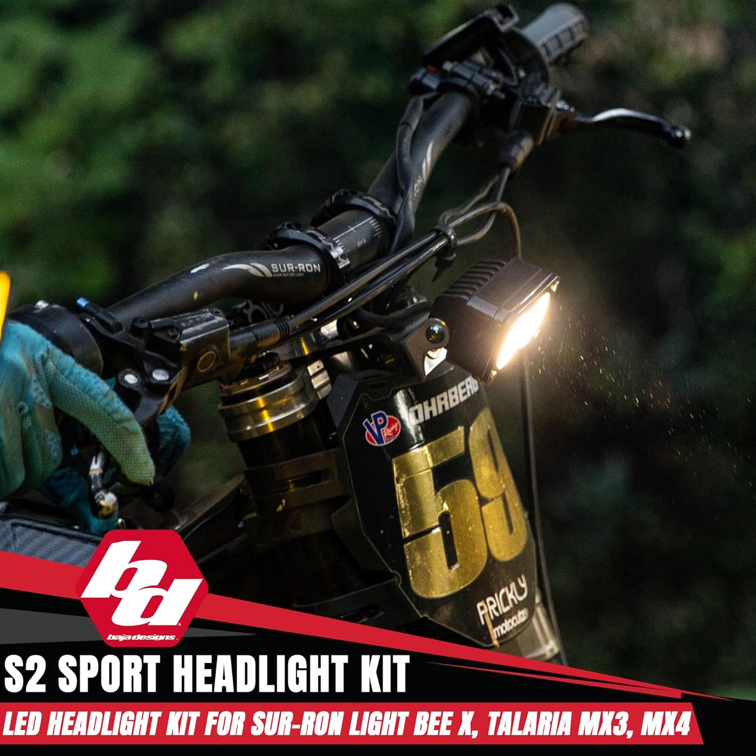 Baja Designs S2 Sport Headlight Kit for Sur-Ron Light Bee X and Talaria MX3/MX4 (Driving Combo; Clear)